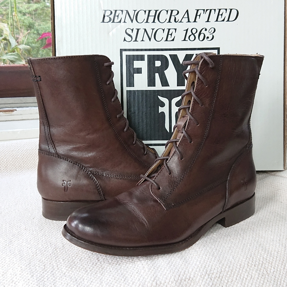 Frye "Melissa Lace Short" Leather Combat Boot